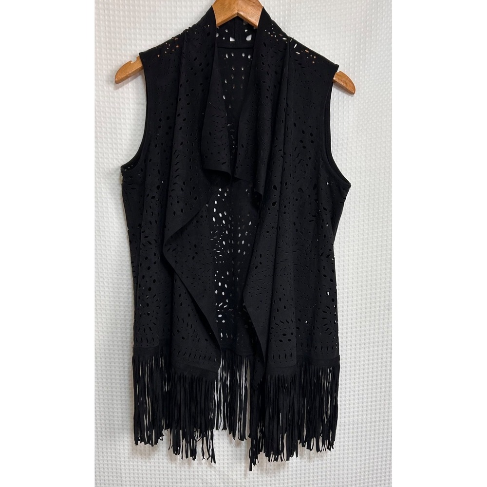 NWT Western Montana Co Women's size L Suede Fringe Vest Cowgirl Cutout v - Picture 4 of 16